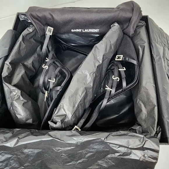 Yves Saint Laurent Black Strappy Heels - Picture 3 of 7